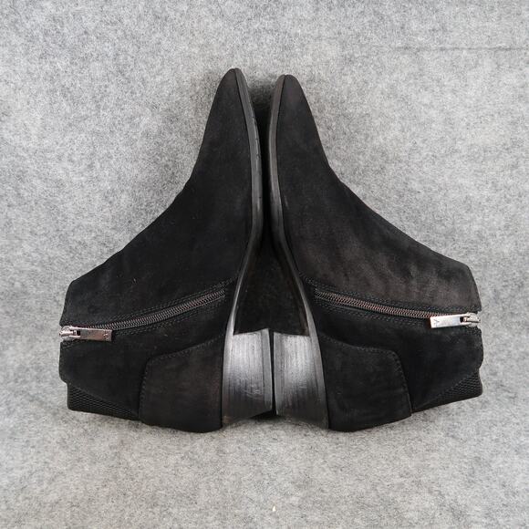Aquatalia Shoes Womens 8 Booties Franca Ankle Boot Leather Almond Toe Black Zip - Picture 10 of 15